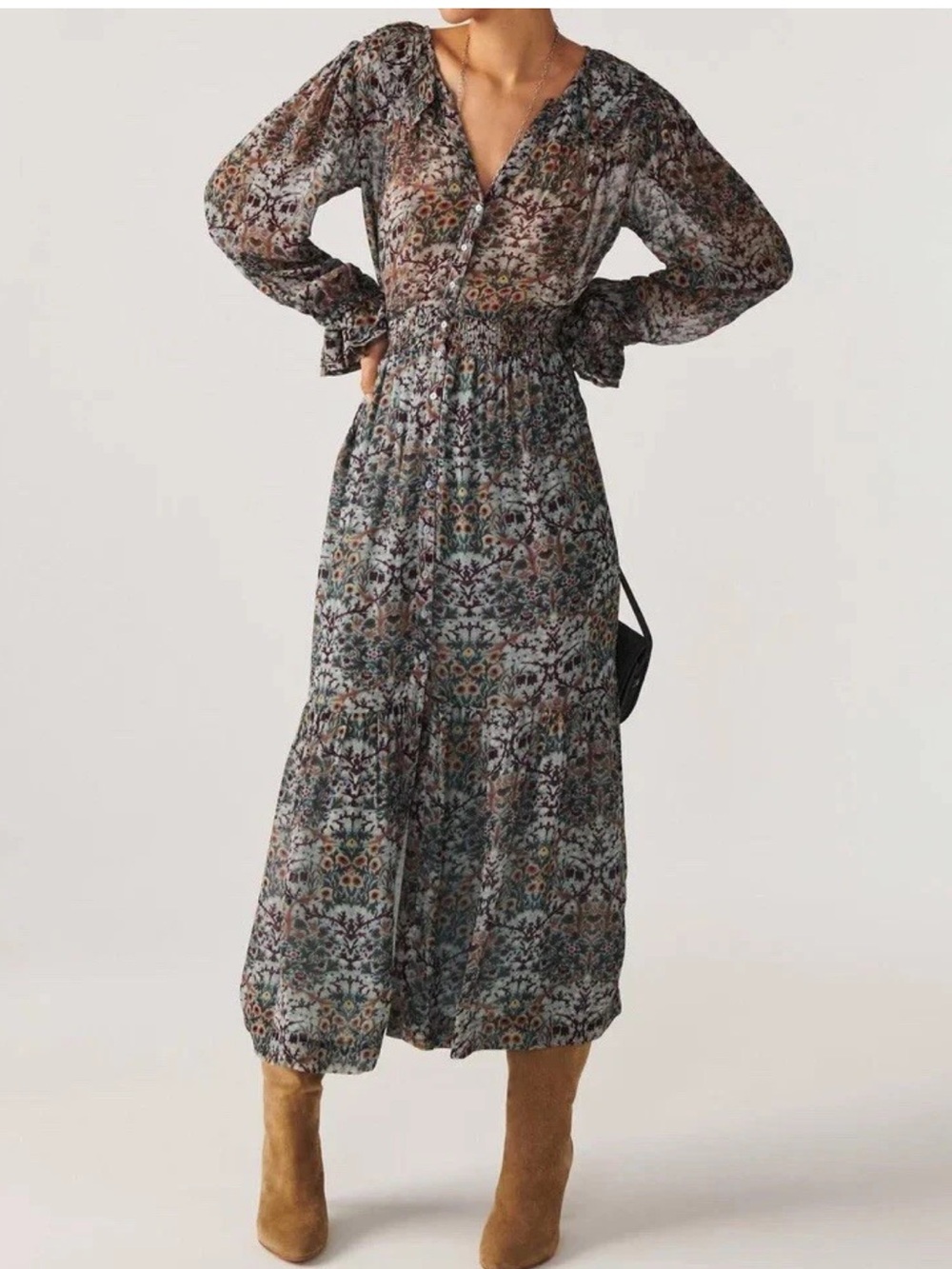 BA&SH Phoenix Amande Floral Dainty Cottagecore Flowy Dress XS US 2